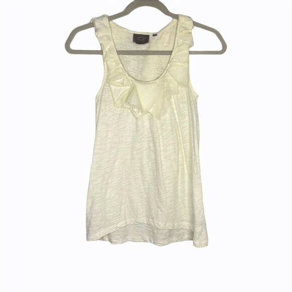 Anthro Vanessa Virginia‎ Tank Top Size XS Cream Ruffle Neck Passerine Boho - Picture 1 of 9
